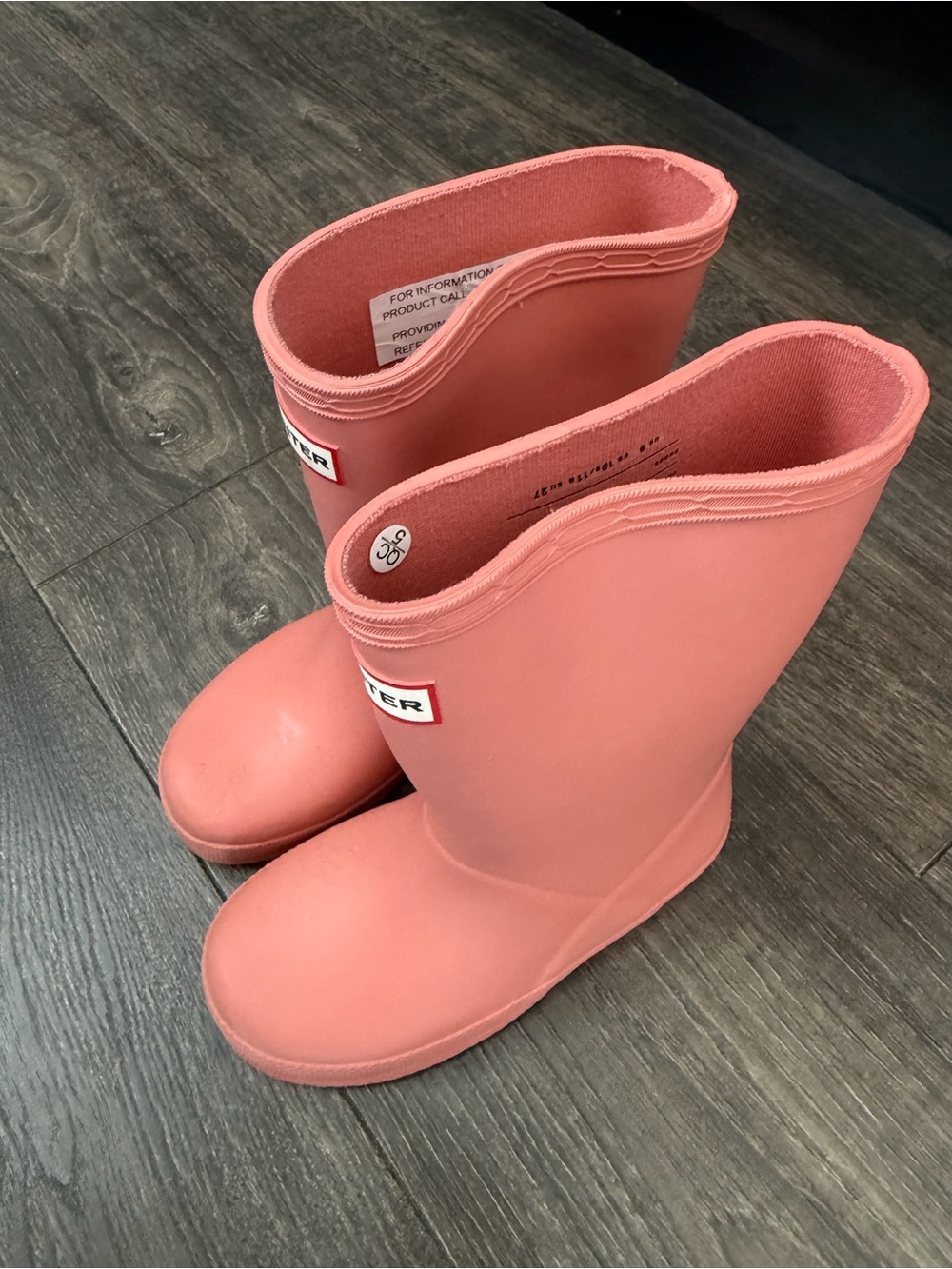 Hunter Coral Pink Kids Rubber Rain Boots